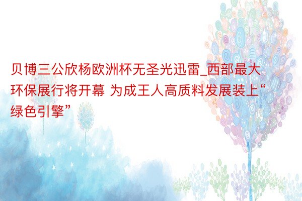 贝博三公欣杨欧洲杯无圣光迅雷_西部最大环保展行将开幕 为成王人高质料发展装上“绿色引擎”