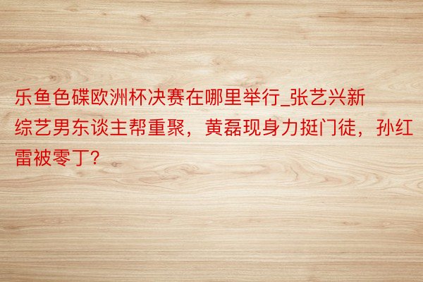 乐鱼色碟欧洲杯决赛在哪里举行_张艺兴新综艺男东谈主帮重聚，黄磊现身力挺门徒，孙红雷被零丁？