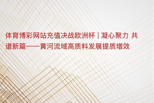 体育博彩网站充值决战欧洲杯 | 凝心聚力 共谱新篇——黄河流域高质料发展提质增效