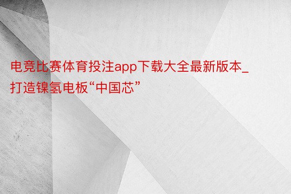 电竞比赛体育投注app下载大全最新版本_打造镍氢电板“中国芯”