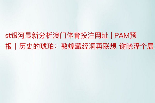 st银河最新分析澳门体育投注网址 | PAM预报｜历史的琥珀：敦煌藏经洞再联想 谢晓泽个展